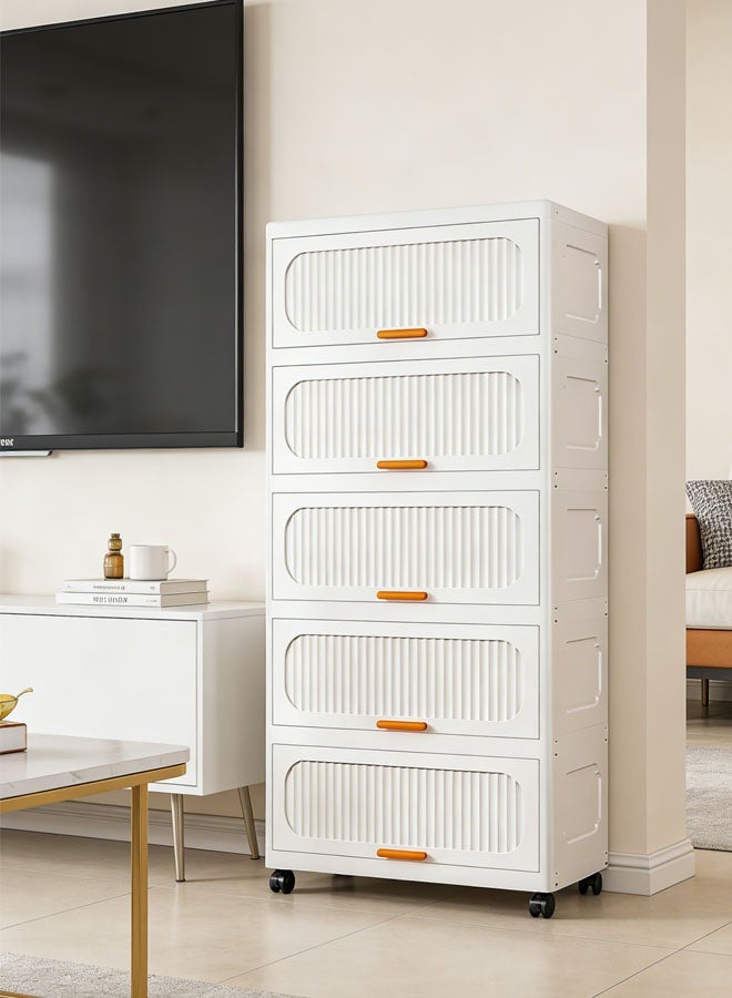 Storage Cabinet,Storage Box,Plastic Storage Bins with Lids & Wheels –Collapsible,Multi-Purpose Containers,resser with 5-layer,Organizer Unit, for Bedroom, Hallway, Entryway, Closets - Image 3